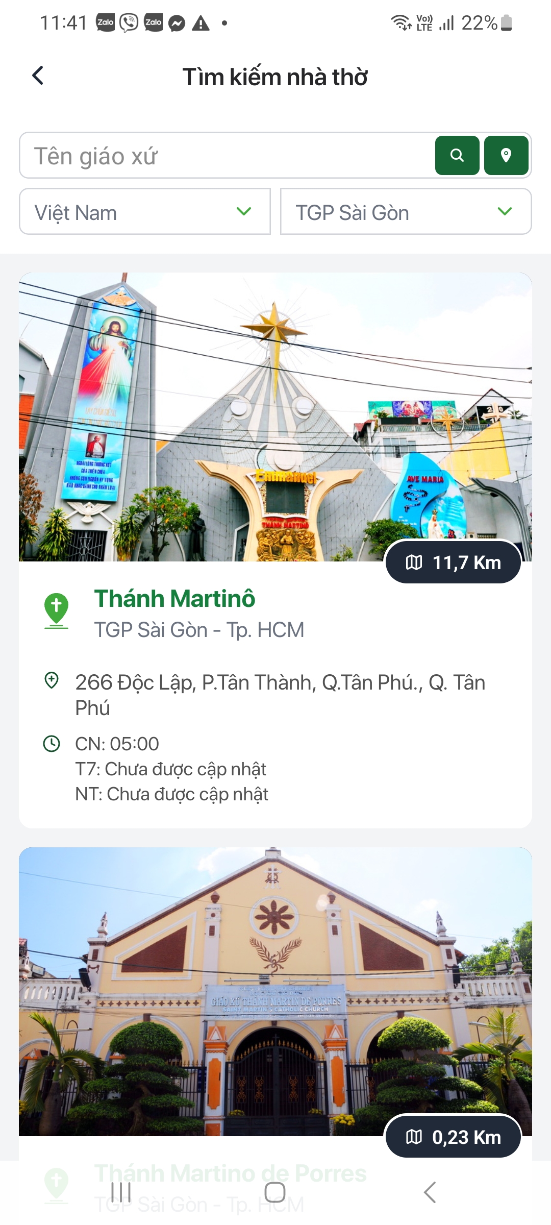 Kết quả tìm kiếm giáo xứ