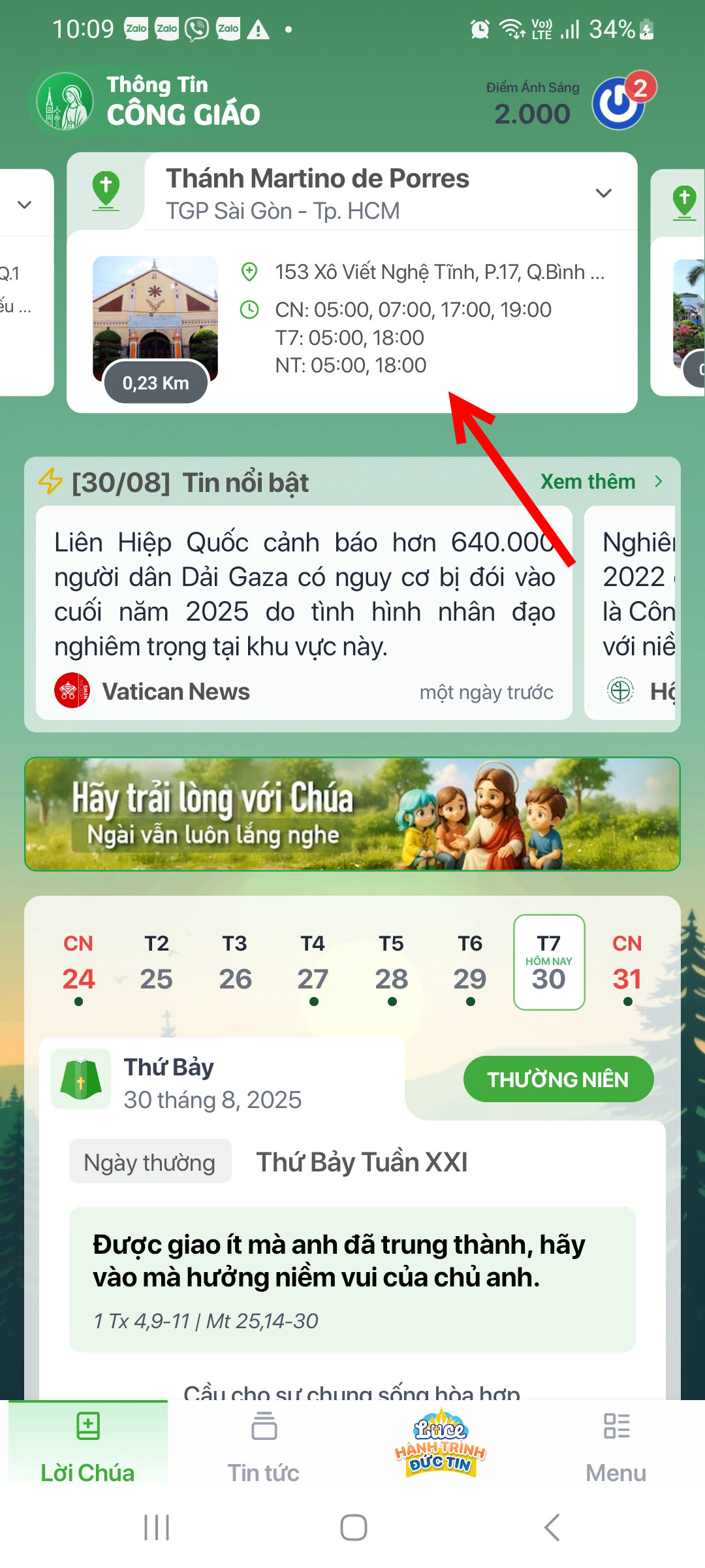 Màn hình chọn Nhà Thờ
