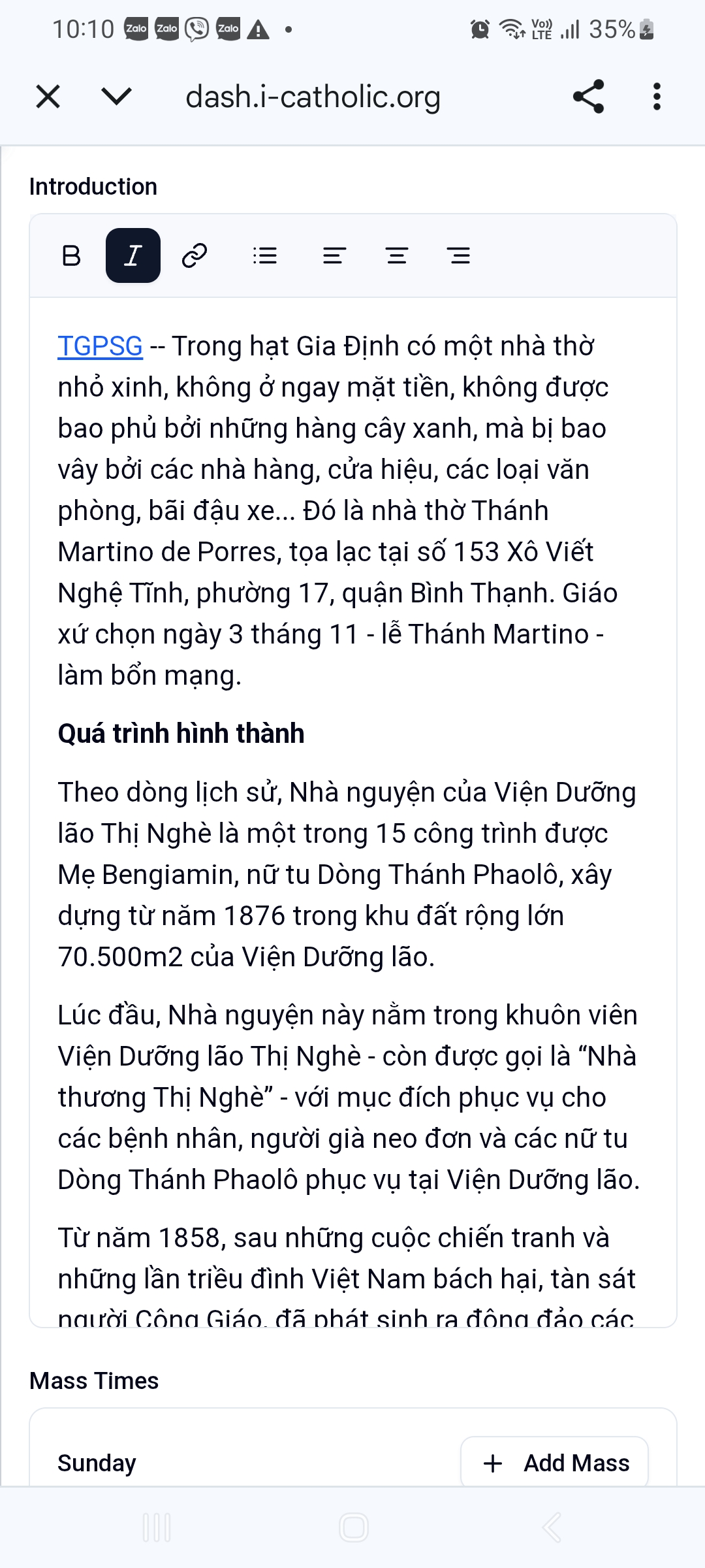Chi tiết thông tin có thể chỉnh sửa