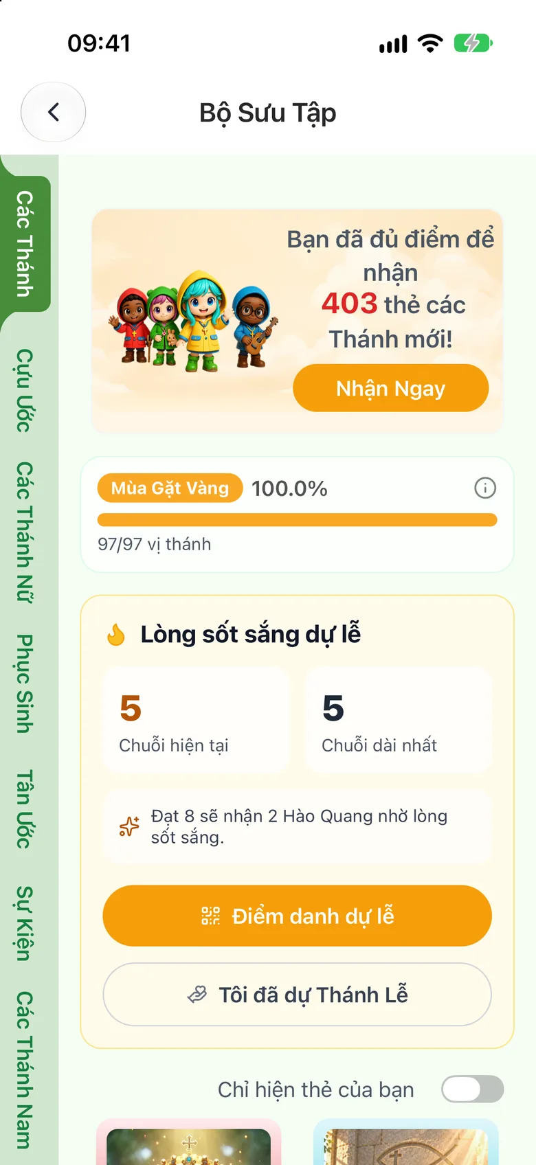 Nút «Nhận Ngay» sáng lên khi đã đủ điểm Ánh Sáng