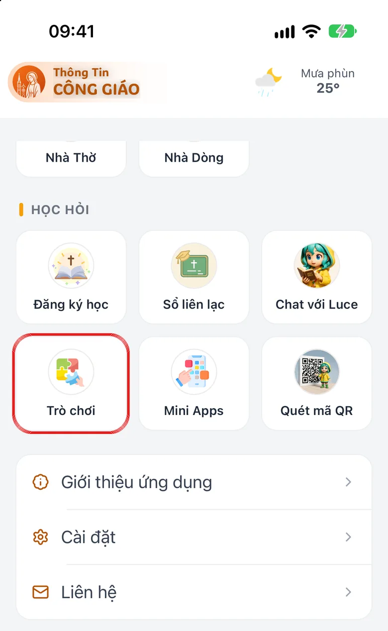 Thẻ Danh mục với ô «Trò chơi» được khoanh đỏ