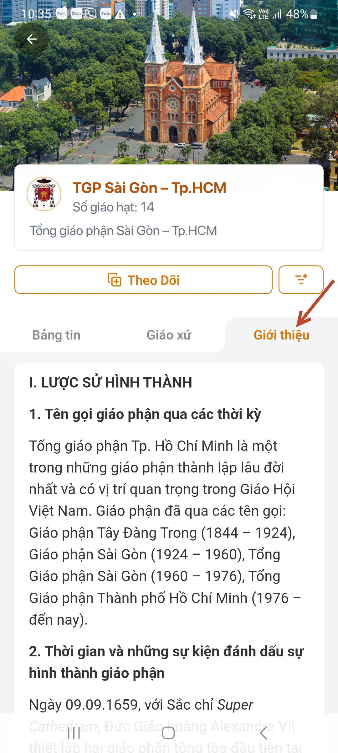 Trang thông tin lịch sử Giáo Phận