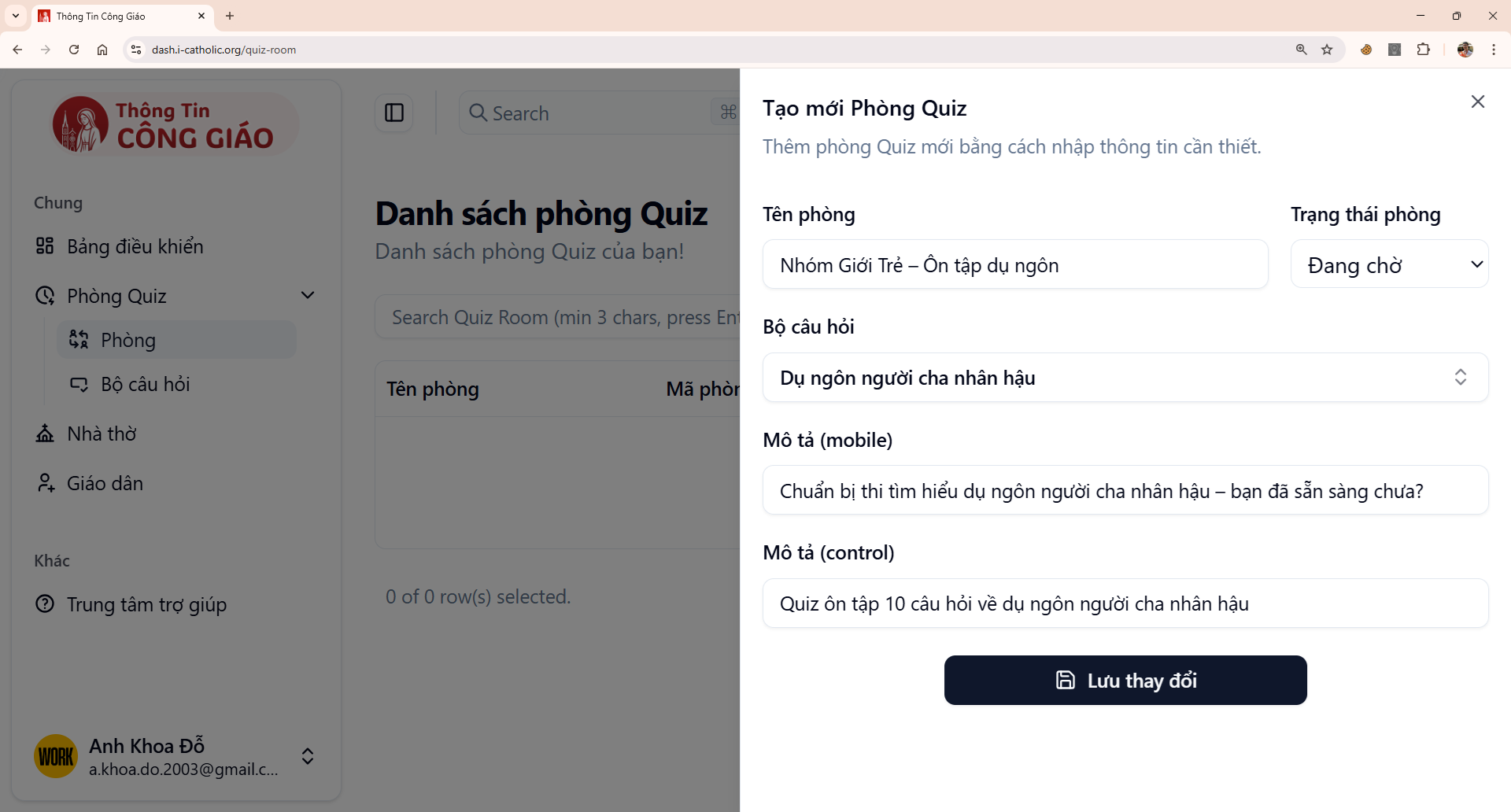Chỉnh sửa thông tin Phòng